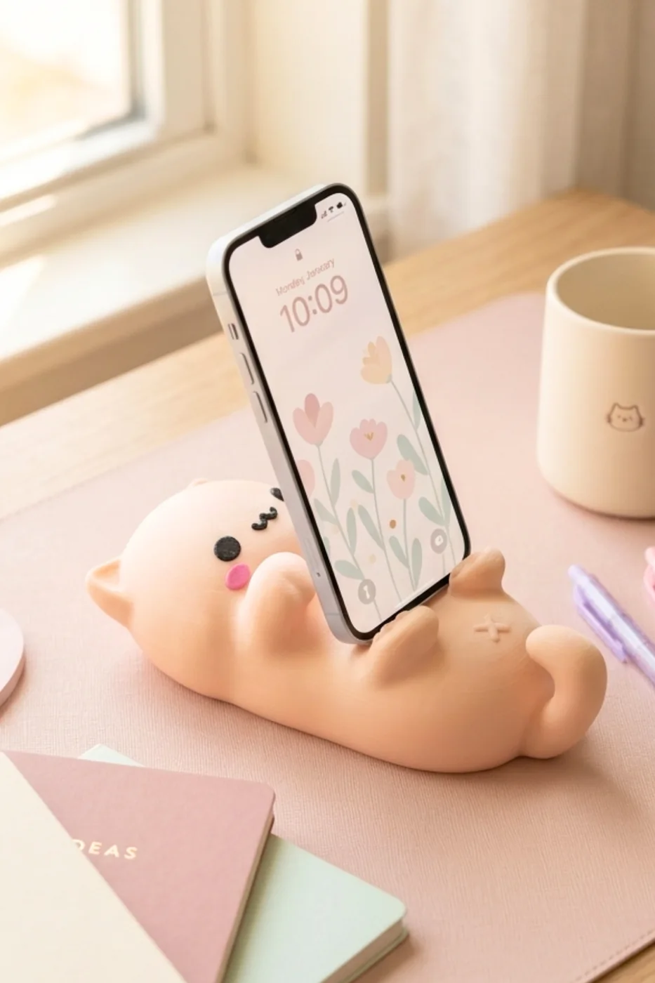 Uzanan Kedi Telefon Standı